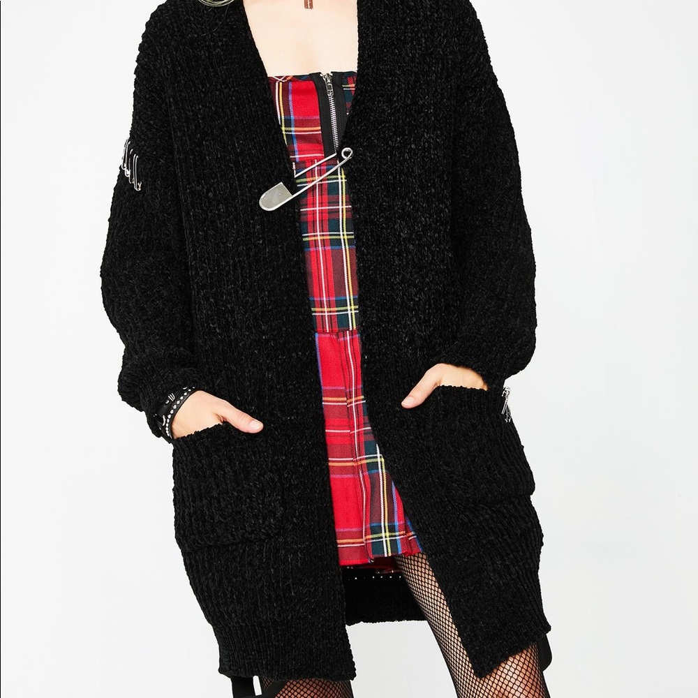 Current Mood Distrssed Large paperclips cardigan